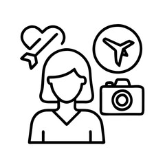 travel influencer icon, travel influencer line art - simple line art of travel influencer, perfect for travel influencer logos and icons and themed design