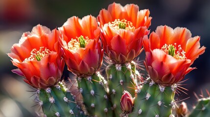 Claret cup cactus flowers in vibrant bloom showcasing stunning red petals against a natural background.