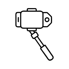 travel selfie stick icon, travel selfie stick line art - simple line art of travel selfie stick, perfect for travel selfie stick logos and icons and themed design