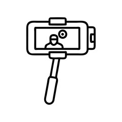 travel selfie stick icon, travel selfie stick line art - simple line art of travel selfie stick, perfect for travel selfie stick logos and icons and themed design