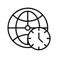 world clock icon, world clock line art - simple line art of world clock, perfect for world clock logos and icons and themed design