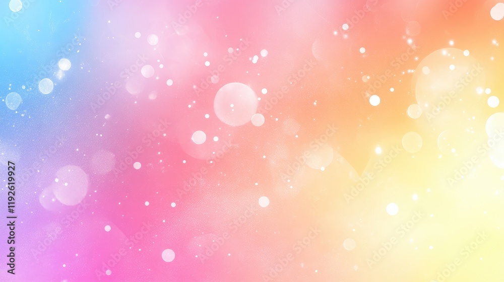 Poster Soft pastel bokeh background with colorful hues of blue pink and yellow creating a dreamy abstract design for creative projects