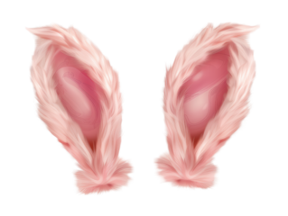 Delicate Pink Rabbit Ears - Fluffy and Cute Illustration