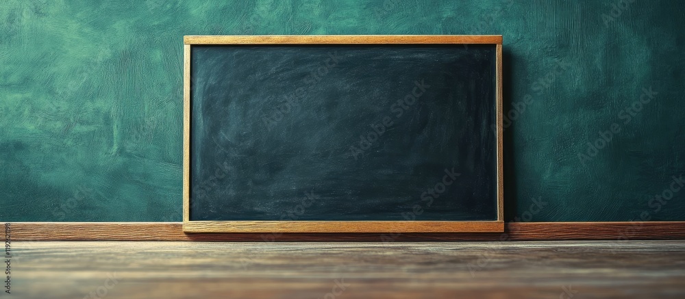 Aufkleber Chalkboard in dimly lit classroom setting with empty space for educational text and safety messages in global education theme