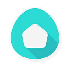 A simple, stylized house icon with a rounded, turquoise background, featuring a white house silhouette at the center.