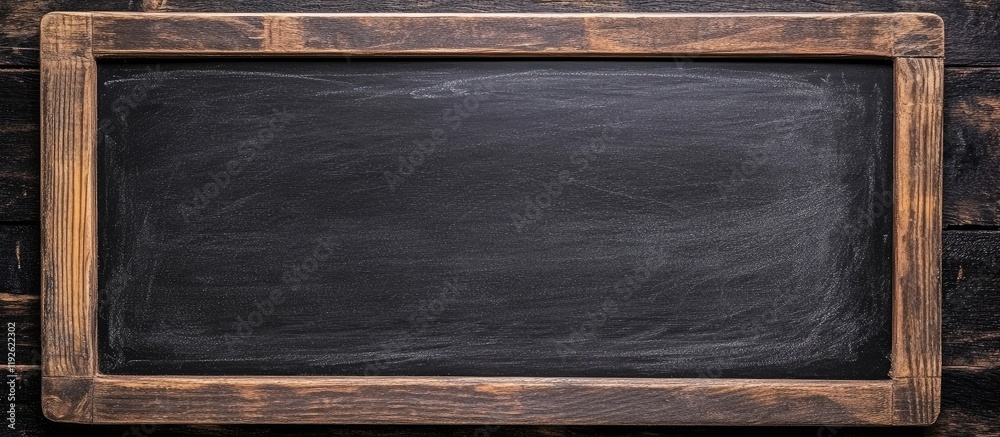 Aufkleber Rustic Wooden Framed Black Chalkboard Texture Empty Copyspace for Text Ideal for Menu Display or Creative Projects