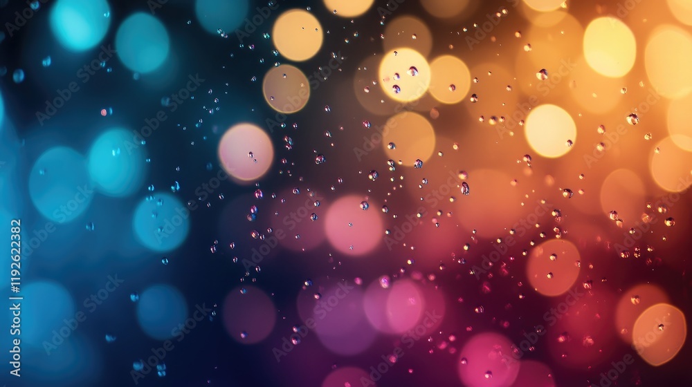 Poster colorful bokeh background with water drops creating a dreamy atmosphere ideal for artistic and abstr