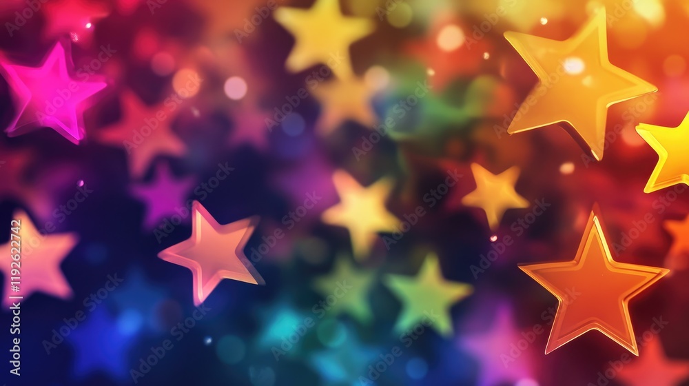 Poster colorful bokeh stars background with vibrant hues creating a dreamy and festive atmosphere perfect f