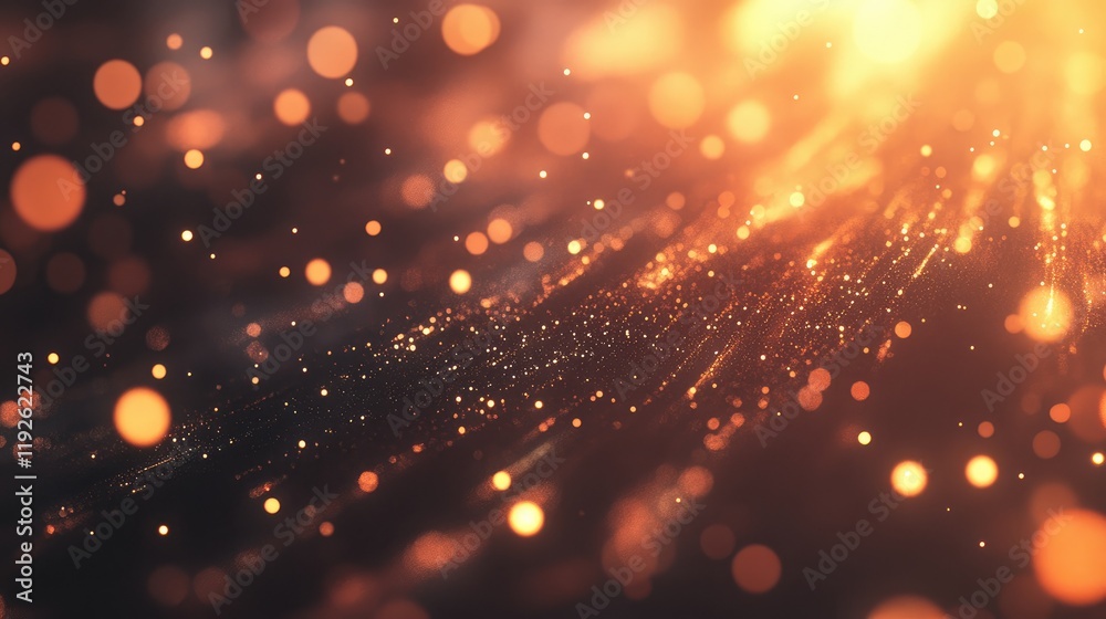 Fototapete Warm bokeh light background with sparkling abstract textures creating a dreamy atmospheric effect for design and creative projects