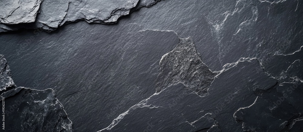 Poster Textured Black Slate Background with Subtle Dark Gray Smoke and Ample Copy Space for Design Projects