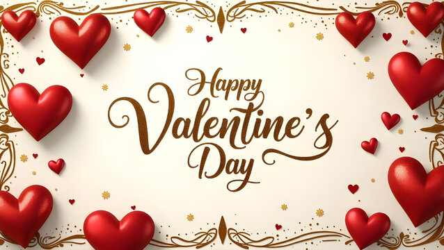 White background with paper pink hearts. The concept of Valentines Day, 14th February