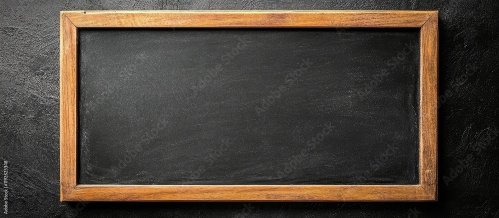 Poster Chalkboard with Wooden Frame Top View Blank Space for Text Educational Background or Menu Display Design Concept