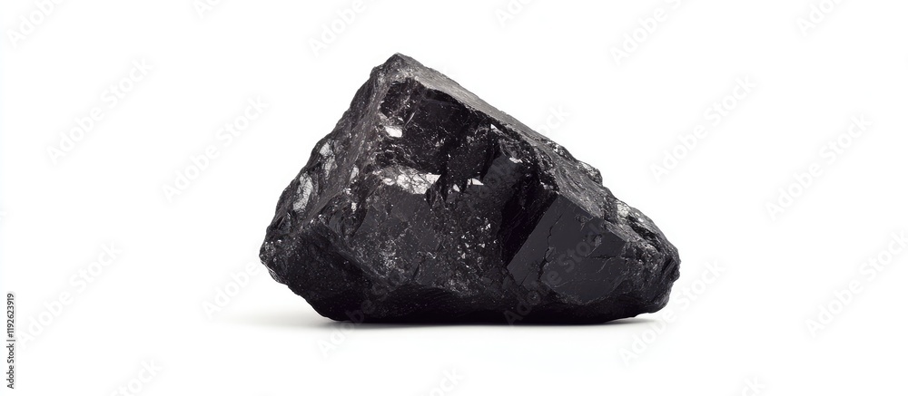 Poster black coal mineral rock isolated on white background for textual overlay and creative applications i