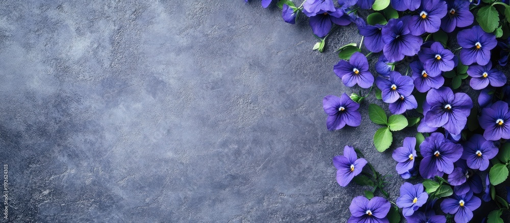Poster Vibrant violet flowers on textured background with ample empty space for creative text design and decoration use