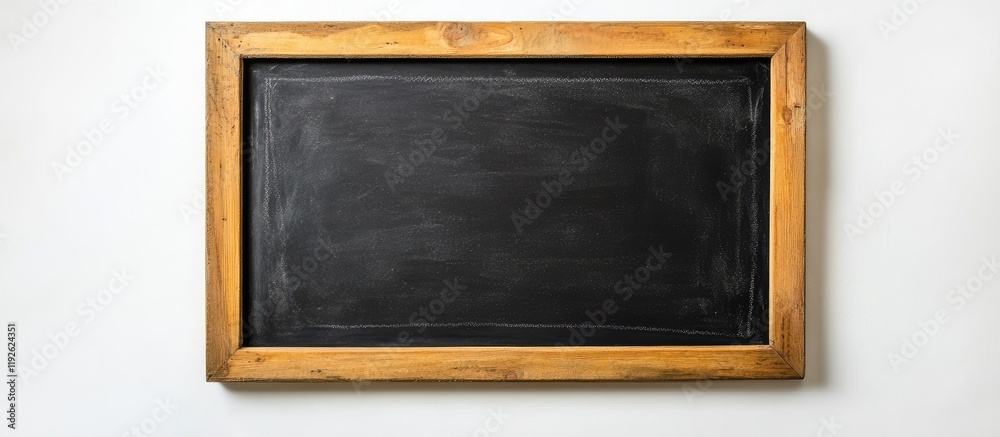 Aufkleber black chalkboard with wooden frame on white background offering ample space for custom text or educa