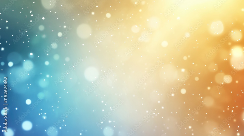 Poster Bokeh light background featuring warm tones and soft blue gradients ideal for creating a dreamy and abstract visual atmosphere