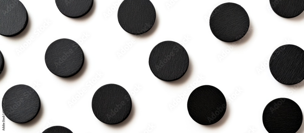 Aufkleber Black Circular Shapes on White Background for Analysis and Design with Ample Copyspace for Text or Graphic Elements