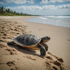 Obraz premium A squirrel gathering acorns in a vibrant autumn forest.