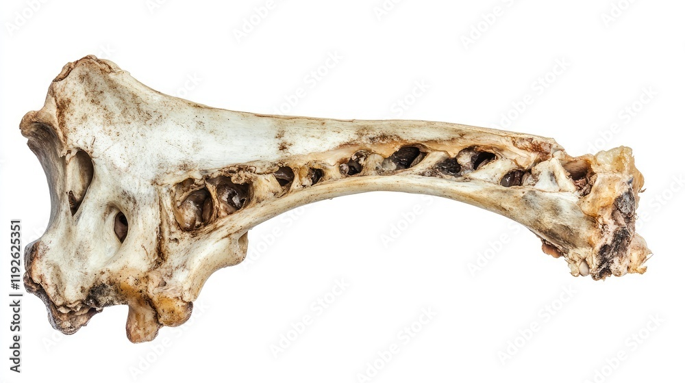 Aufkleber pork leg bone isolated on white background showing detailed structure and texture for culinary or ed