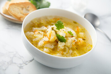 Homemade cauliflower soup in a bowl