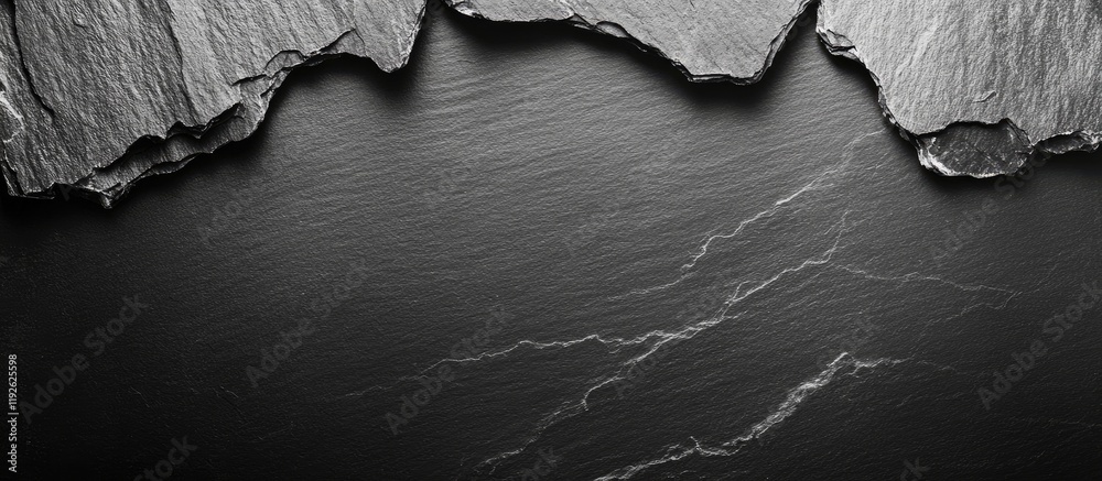 Leinwandbilder Black slate stone texture background with smooth surface ideal for adding text or graphic design elements in a modern context