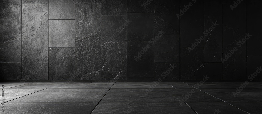 Poster Black Slate Wall Texture Dark Background for Rustic Interior Design with Versatile Empty Space for Creative Text or Display