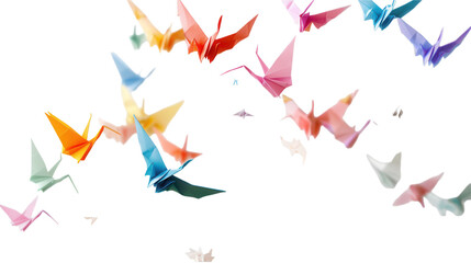 Colorful Origami Birds Soar in the Air