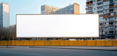 Obraz premium A large white blank billboard on the side of an industrial building in Seoul