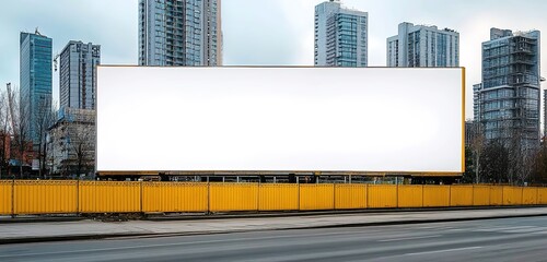 Obraz premium A large white blank billboard on the side of an industrial building in Seoul