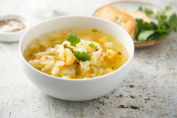 Homemade cauliflower soup in a bowl
