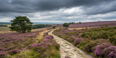 Naklejka premium Embark on a Captivating Journey Through Lush Purple Landscapes