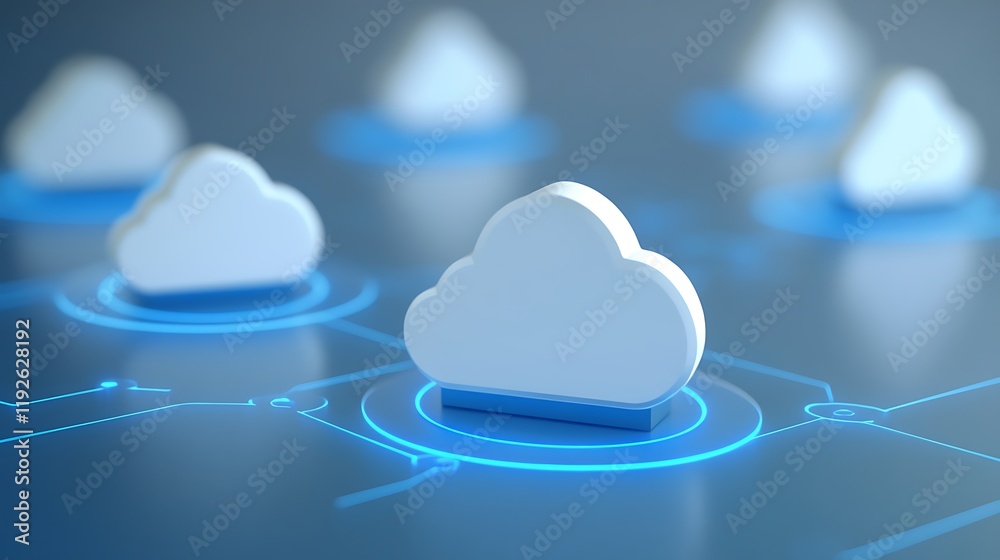 Poster abstract concept of cloud computing with digital network connections in modern technology environmen
