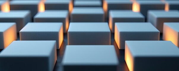 Obraz premium Studio absorber concept. Abstract illuminated blocks creating a modern digital design background.