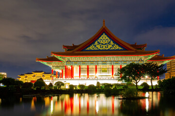 Fototapeta premium Night view of the famous National Concert Hall with reflection