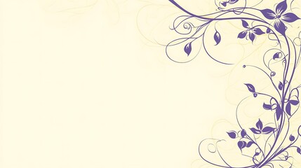 Elegant Purple Floral Design On Cream Background