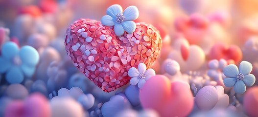 Valentine Day Heart Shaped Object with Flowers