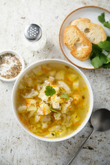 Homemade cauliflower soup in a bowl