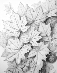 Coloring sketch of leaves pattern, number 6