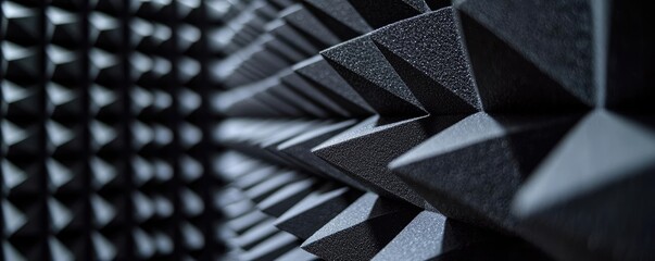 Studio absorber concept. A close-up of soundproof foam panels, designed for acoustical treatment in studios.
