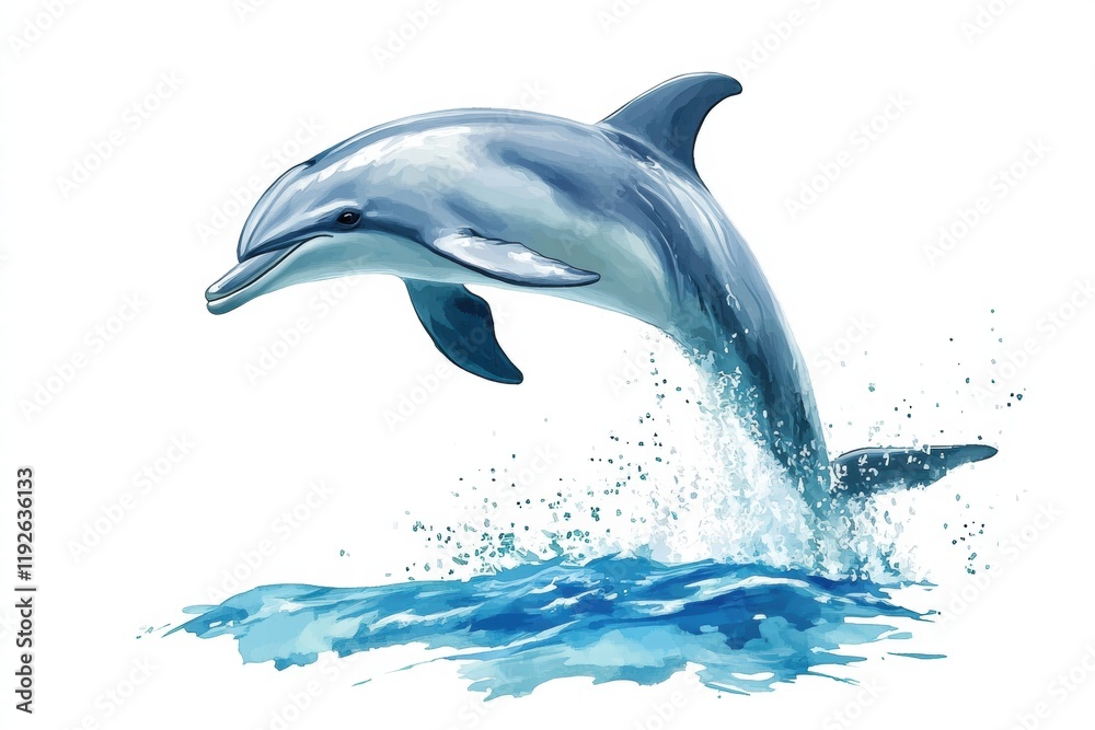 Aufkleber dolphin jumping through the ocean waters showcasing grace and energy in a vibrant artistic rendering