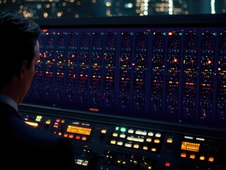 State-of-the-art music production studio, top view of audio equipment in action, [creative space], [high-tech tools],