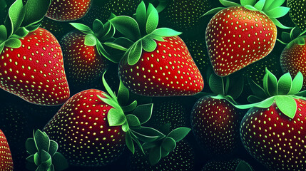 strawberry fruit motif and repeating pattern