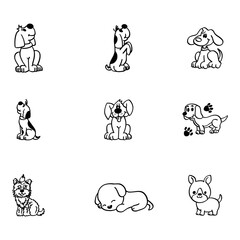 Fototapeta premium The expressive dog face icon logo set combines elegance and warmth for pet and animal care businesses