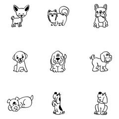 Fototapeta premium Creative dog icon designs feature a variety of dog breeds for universal pet brand appeal