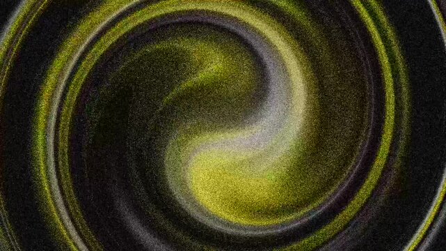 grey, black, yellow, neon gold circle grainy background, blur and noise texture, abstract gradient swirl twirl motion, dynamic for technology luxury designs, festive, 4K loop animation 