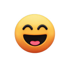 A 3D rendering of a happy, laughing emoticon. isolated on transparent background.