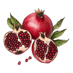 Pomegranate isolated on a white background.