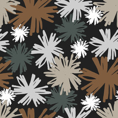 Seamless pattern with hand drawn flowers. Modern floral print, great for textile, fabric, wallpaper, wrapping, scrapbook and packaging