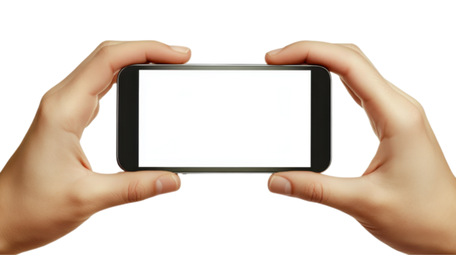 Hands Holding a Blank Smartphone Display - Modern Technology