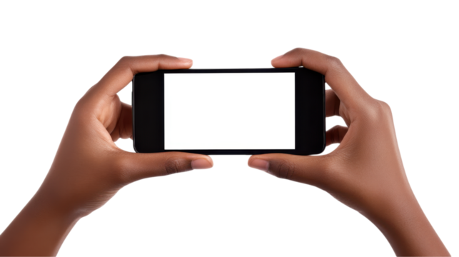Empty Smartphone Screen Held in Hands - Modern Technology